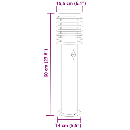 Lampada da Terra per Esterni Sensore Nera 60 cm in Acciaio