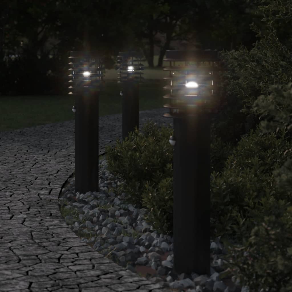 Outdoor Floor Lamp Black Sensor 60 cm in Steel