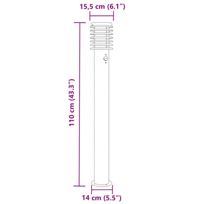 Lampade da Terra per Esterni Sensore Nere 3 pz 110 cm Acciaio