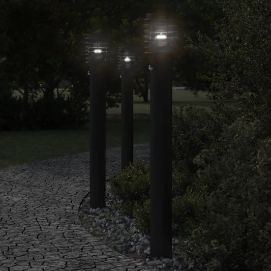 Outdoor Floor Lamps Black Sensor 3 pcs 110 cm Steel