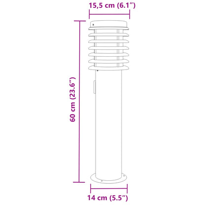 Lampada da Terra per Esterni con Presa Argento 60 cm in Acciaio