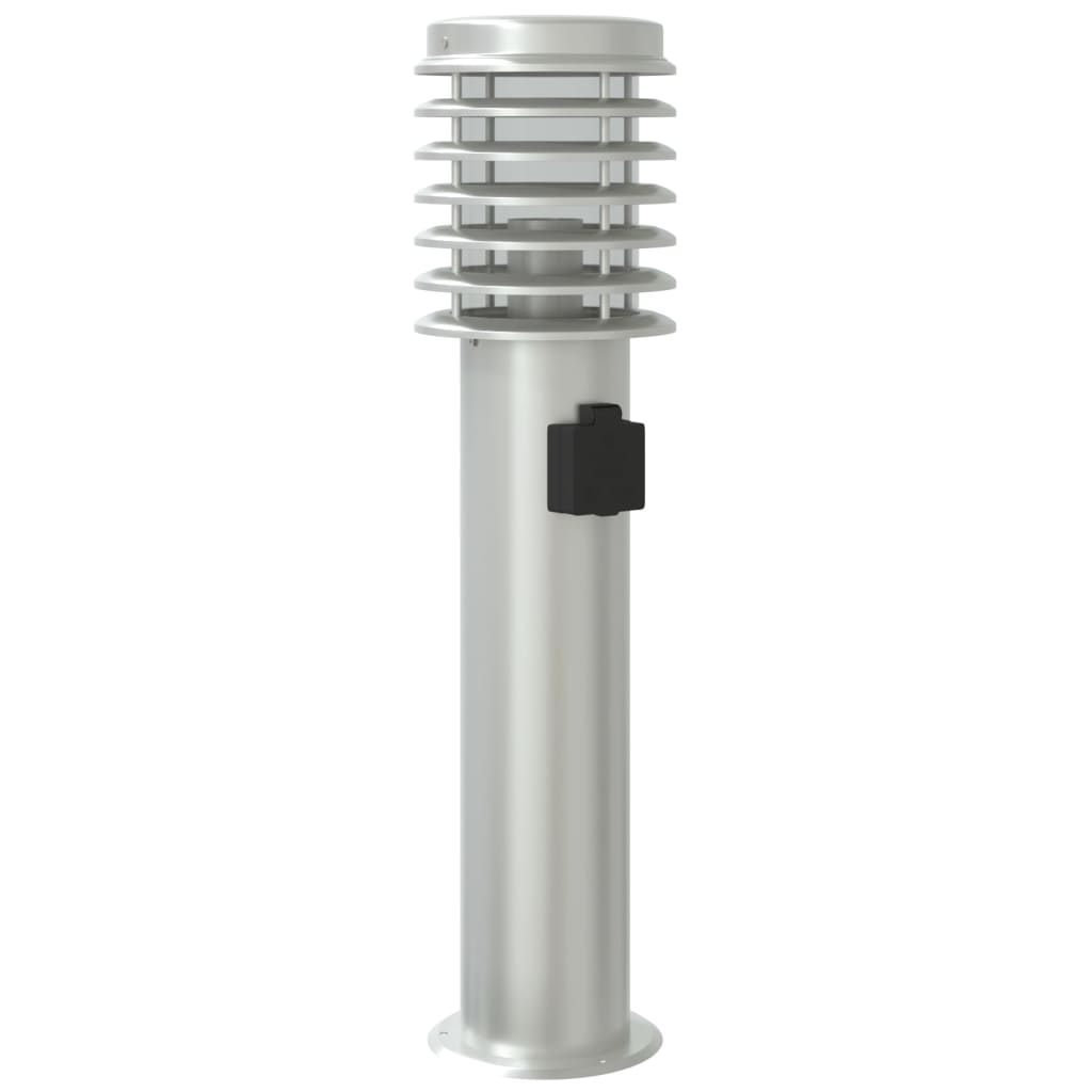 Outdoor Floor Lamps with Socket 3 pcs Silver 60 cm Steel