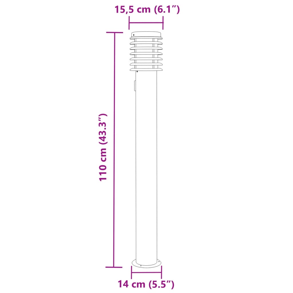 Lampada da Terra per Esterni Presa Argento 110 cm in Acciaio