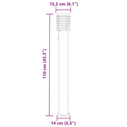 Lampada da Terra per Esterni Presa Argento 110 cm in Acciaio