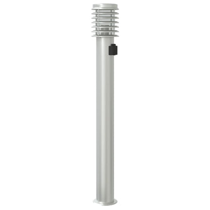 Outdoor Floor Lamps with Socket 3 pcs Silver 110 cm Steel