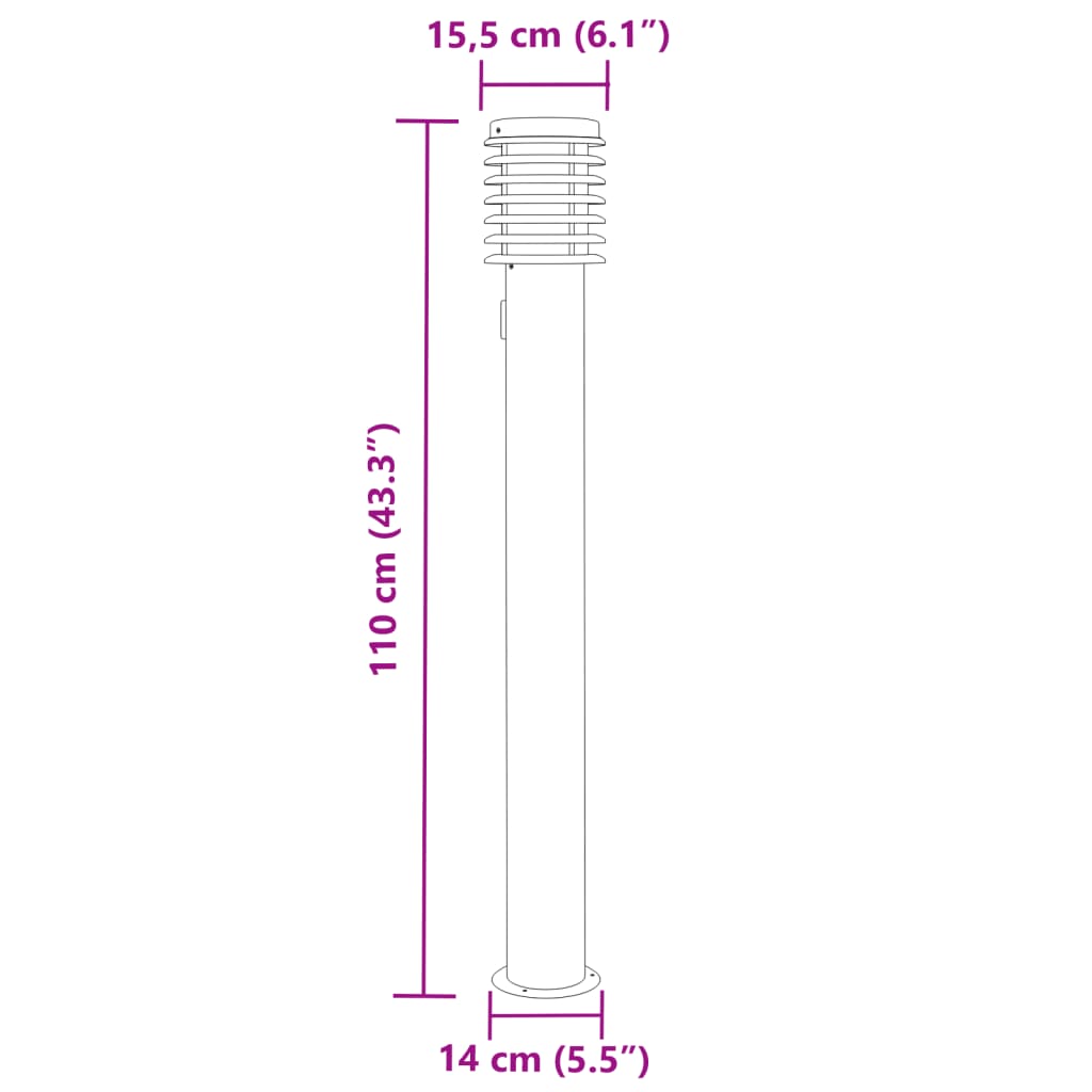 Lampade da Terra Esterni con Presa 3 pz Argento 110 cm Acciaio