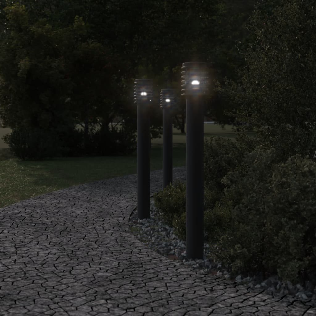 Outdoor Floor Lamps with Socket 3 pcs Black 110 cm Steel