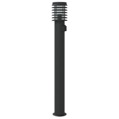 Outdoor Floor Lamps with Socket 3 pcs Black 110 cm Steel