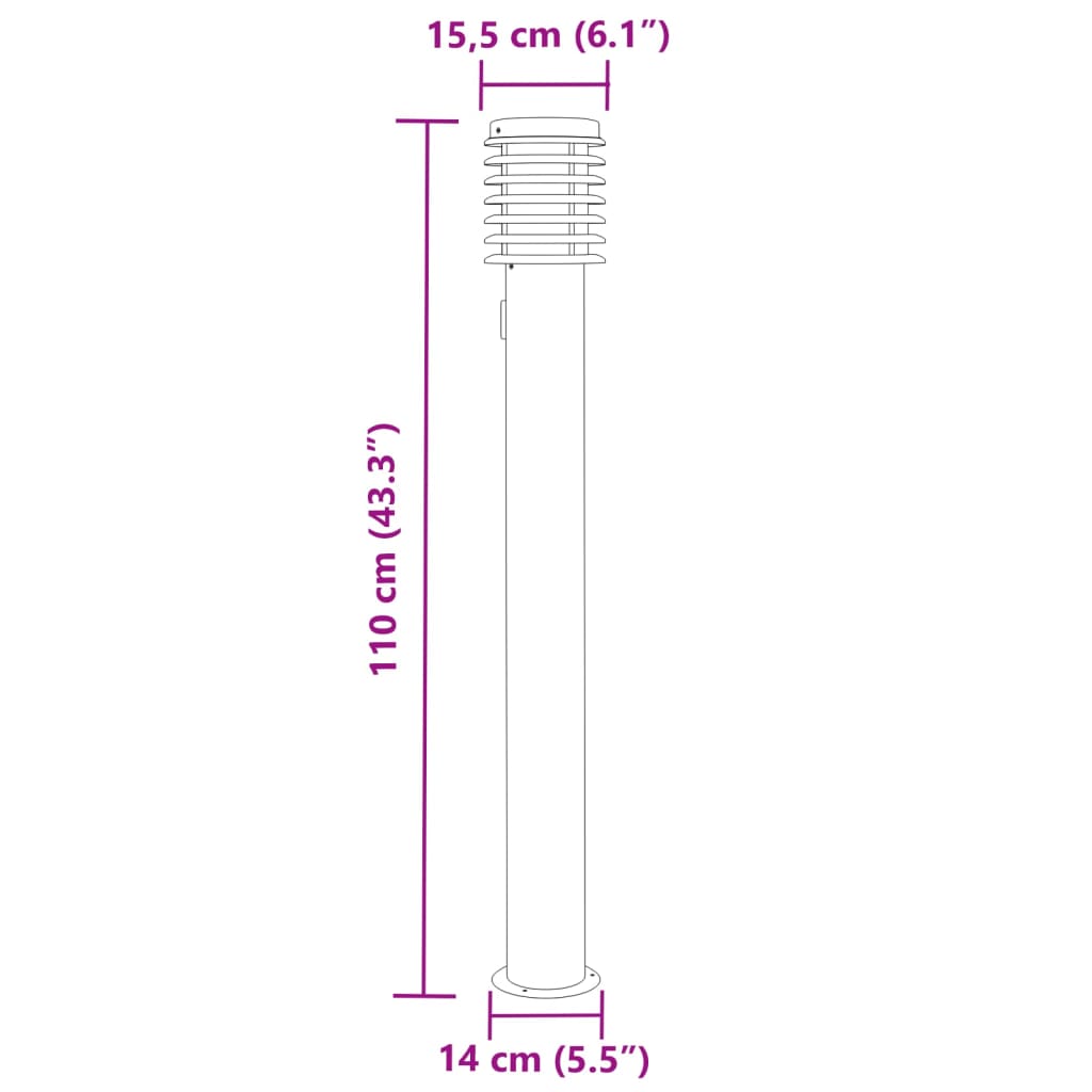 Lampade da Terra per Esterni con Presa 3 pz Nere 110 cm Acciaio