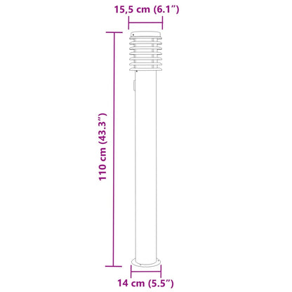 Lampade da Terra per Esterni con Presa 3 pz Nere 110 cm Acciaio