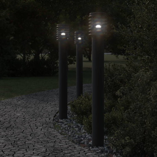 Outdoor Floor Lamps with Socket 3 pcs Black 110 cm Steel