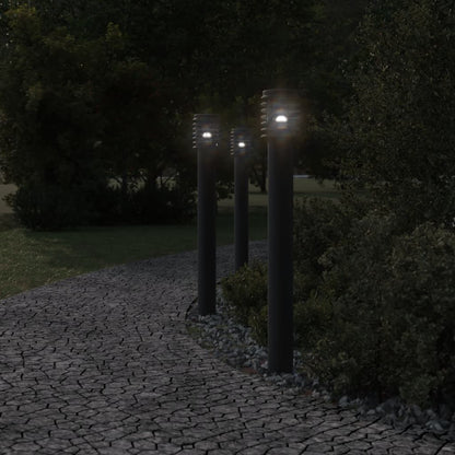 Outdoor Floor Lamps with Socket 3pcs Black 110cm Stainless Steel