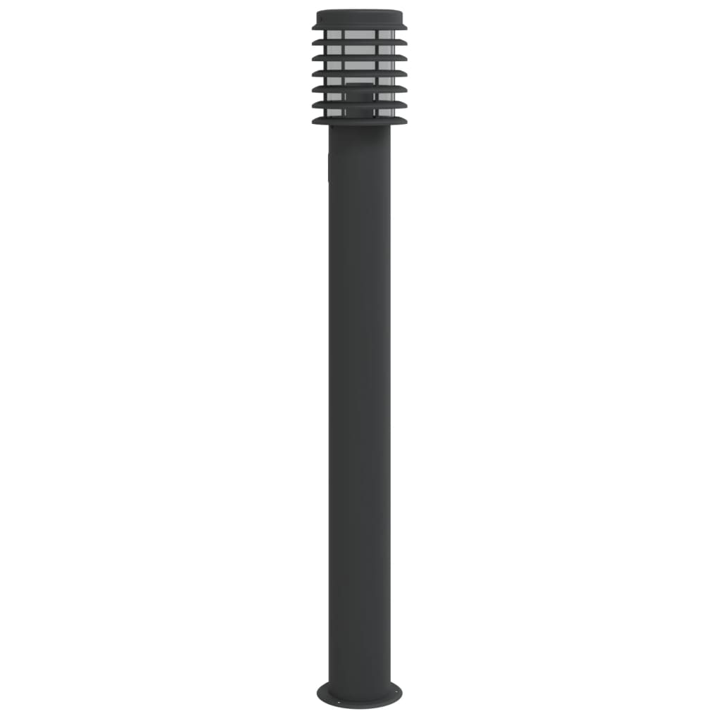 Outdoor Floor Lamps with Socket 3pcs Black 110cm Stainless Steel