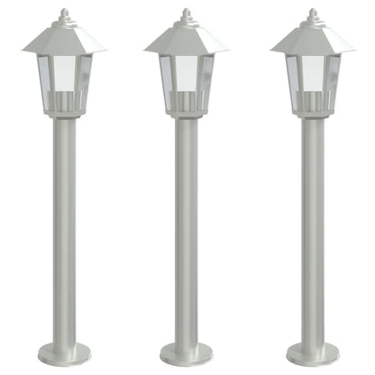 Outdoor Floor Lamps 3 pcs Silver 80 cm in Stainless Steel