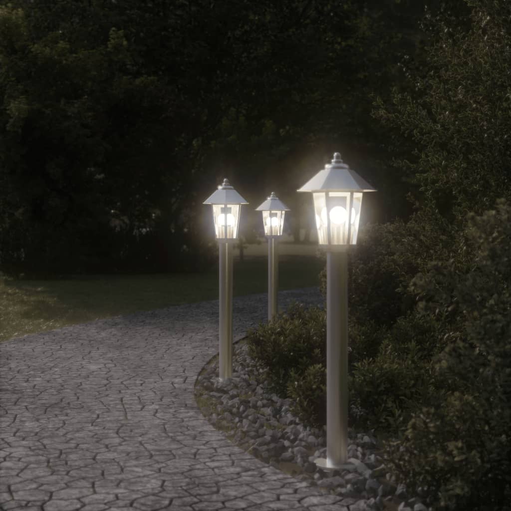 Outdoor Floor Lamps 3 pcs Silver 80 cm in Stainless Steel