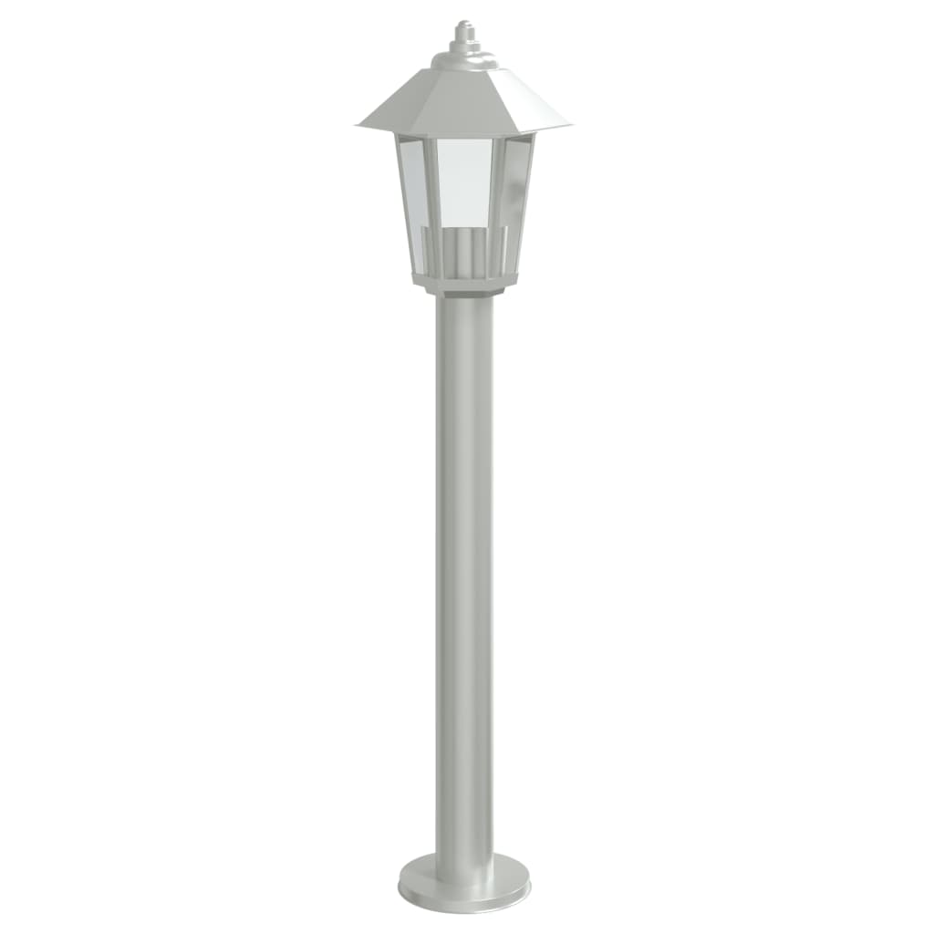 Lampade da Terra per Esterni 3 pz Argento 80 cm in Acciaio Inox