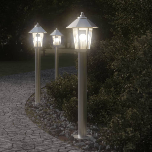 Outdoor Floor Lamps 3 pcs Silver 80 cm in Stainless Steel