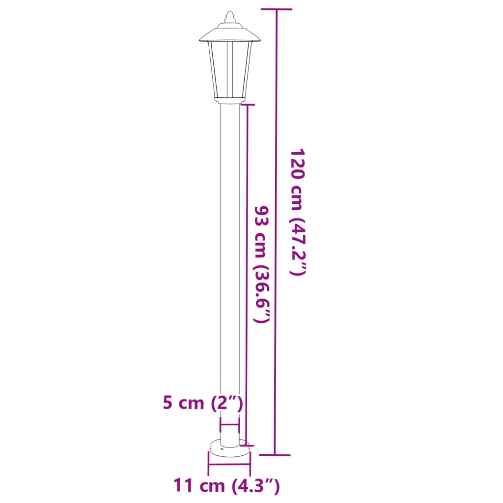 Silver Outdoor Floor Lamp 120 cm in Stainless Steel