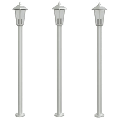 Outdoor Floor Lamps 3 pcs Silver 120cm in Stainless Steel