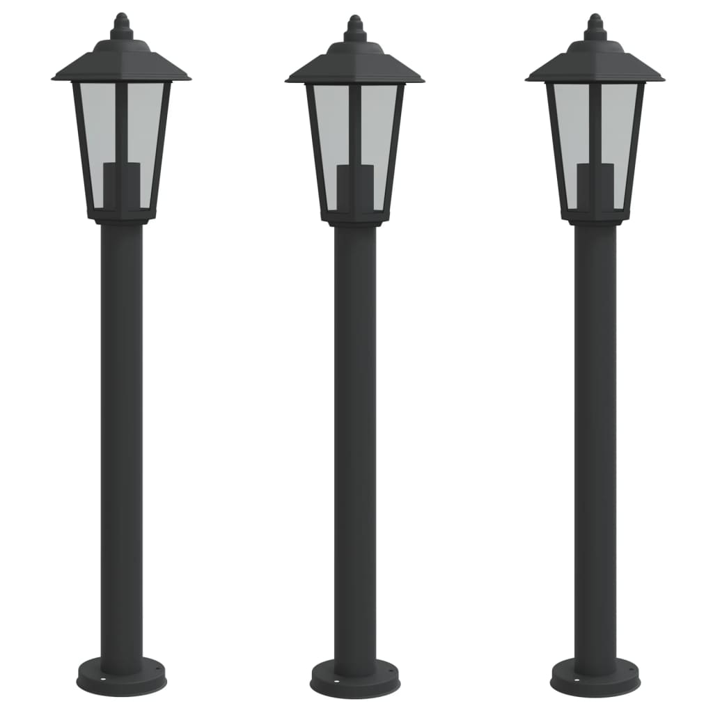 Outdoor Floor Lamps 3 pcs Black 80 cm in Stainless Steel