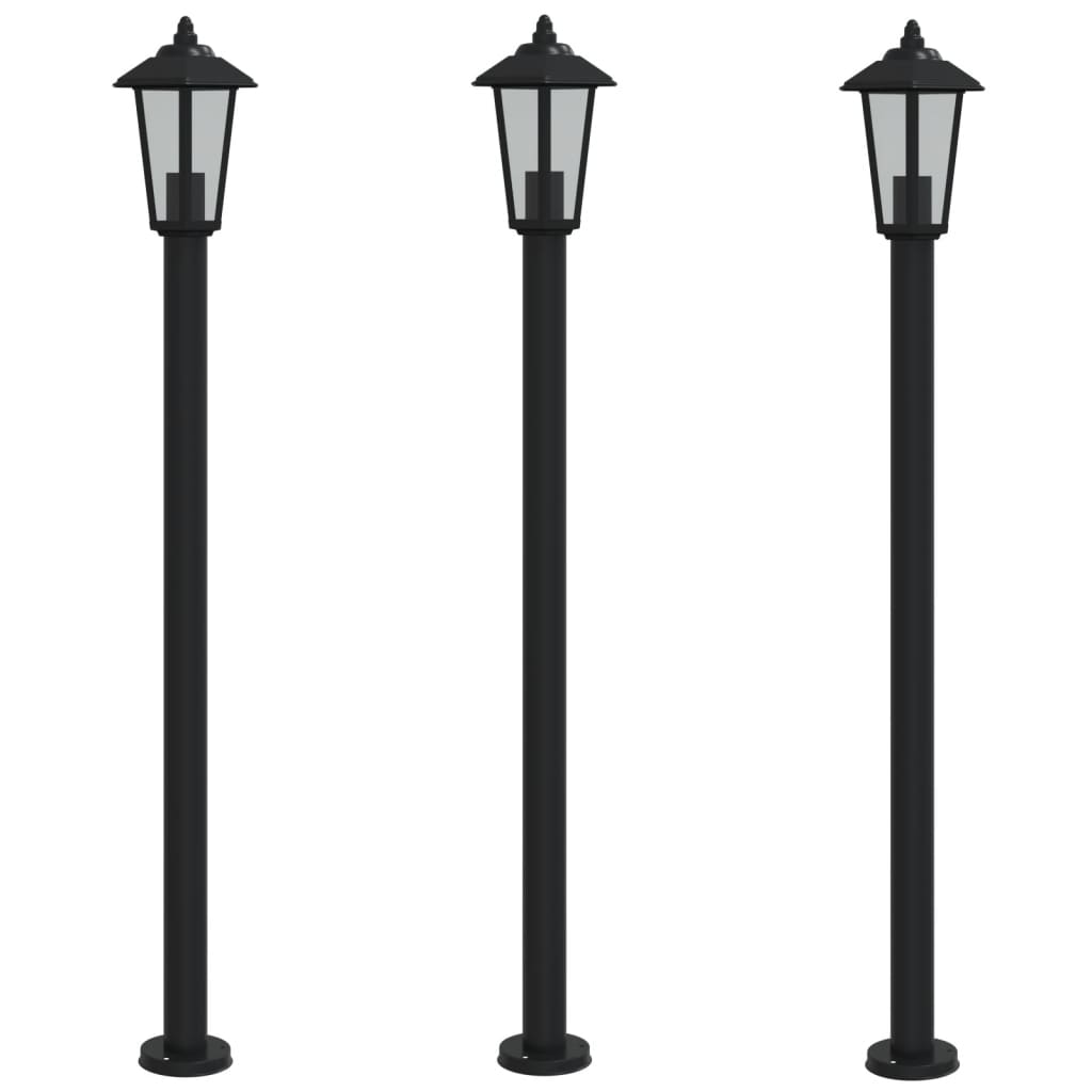 Outdoor Floor Lamps 3 pcs Black 120 cm in Stainless Steel