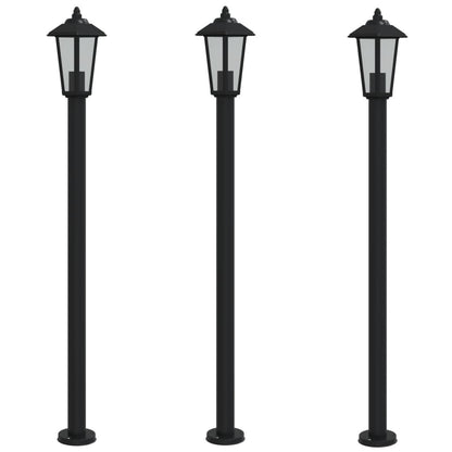 Outdoor Floor Lamps 3 pcs Black 120 cm in Stainless Steel