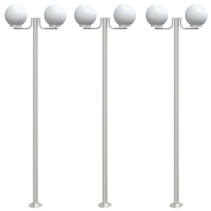 Lampade da Terra per Esterni 3pz Argento 215cm in Acciaio Inox - homemem39