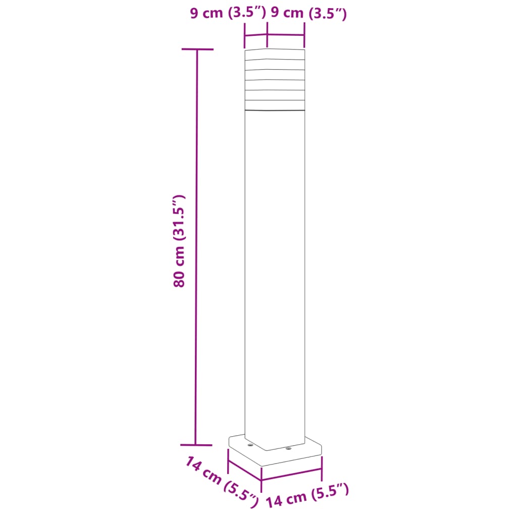 Lampade da Terra per Esterni 3pz Nere 80 cm in Alluminio