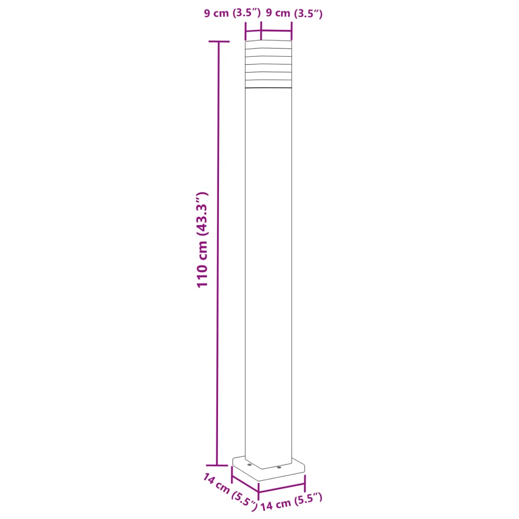 Lampade da Terra per Esterni 3pz Nere 110 cm in Alluminio