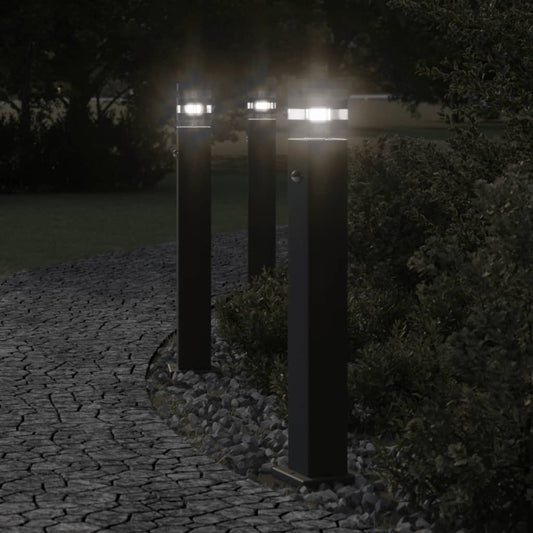 Outdoor Floor Lamp with Sensor Black 80cm in Aluminium