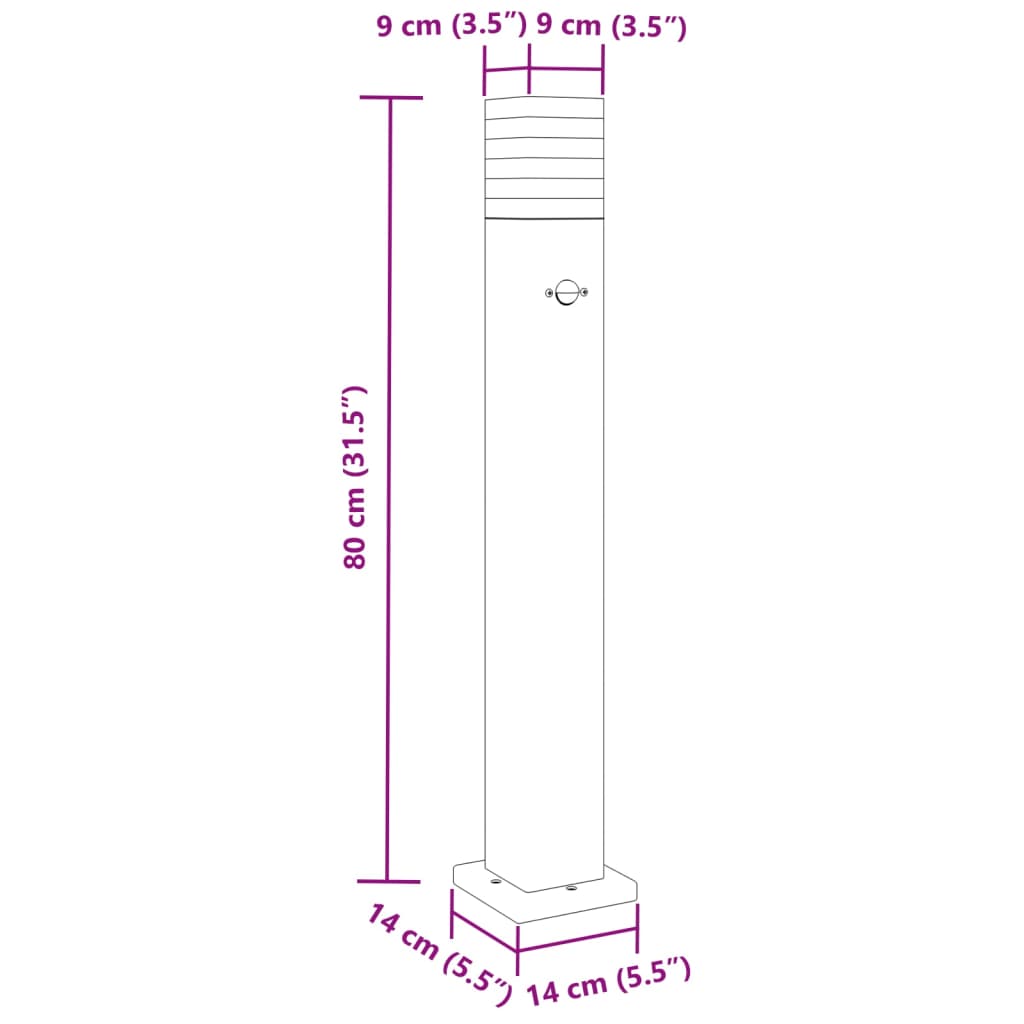 Lampade Terra per Esterni con Sensori 3pz Nere 80cm Alluminio