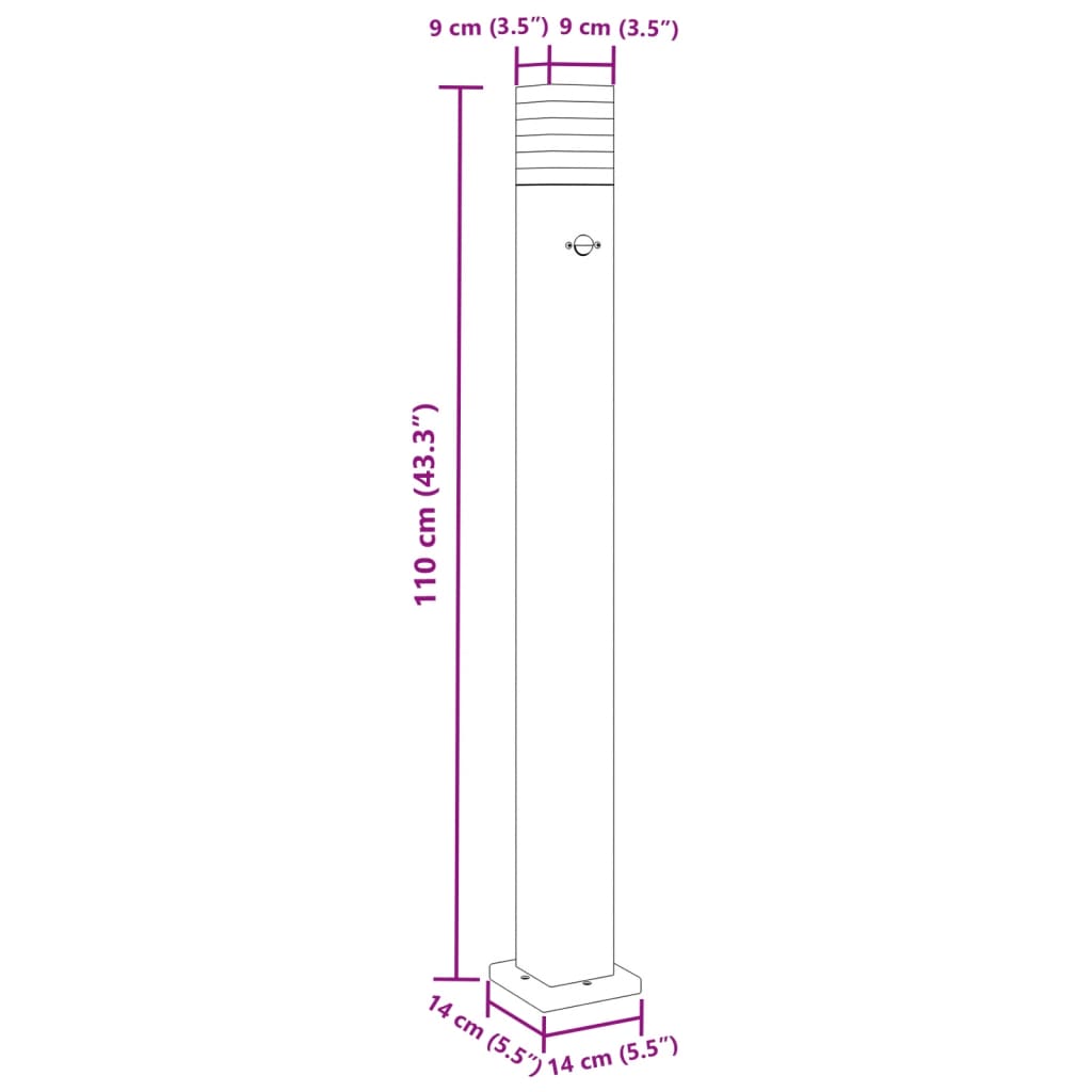 Lampade Terra per Esterni con Sensori 3pz Nere 110cm Alluminio