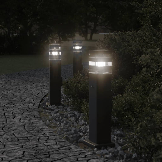 Outdoor Floor Lamps with Socket 3pcs Black 50cm Aluminium