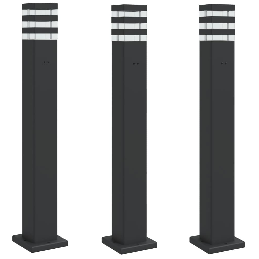 Outdoor Floor Lamps with Socket 3pcs Black 80 cm Aluminium