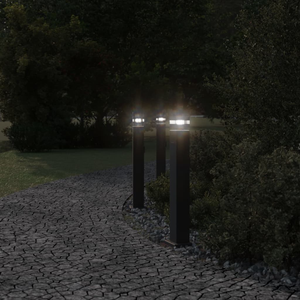 Outdoor Floor Lamps with Socket 3pcs Black 80 cm Aluminium