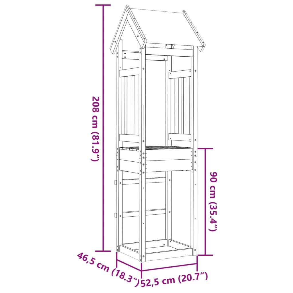 Torre da Gioco 52,5x46,5x208 cm in Legno Massello di Pino