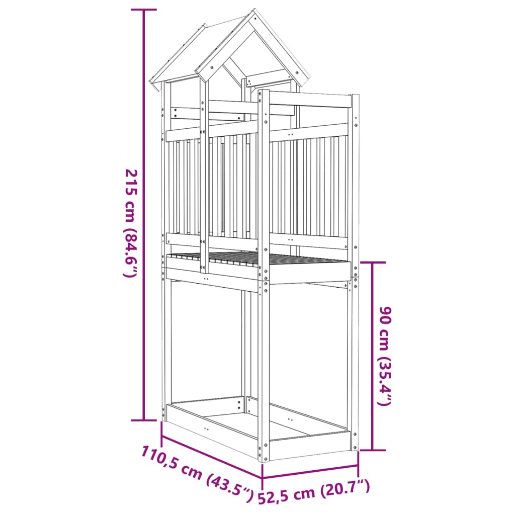 Torre da Gioco 110,5x52,5x215 cm in Legno di Pino Impregnato