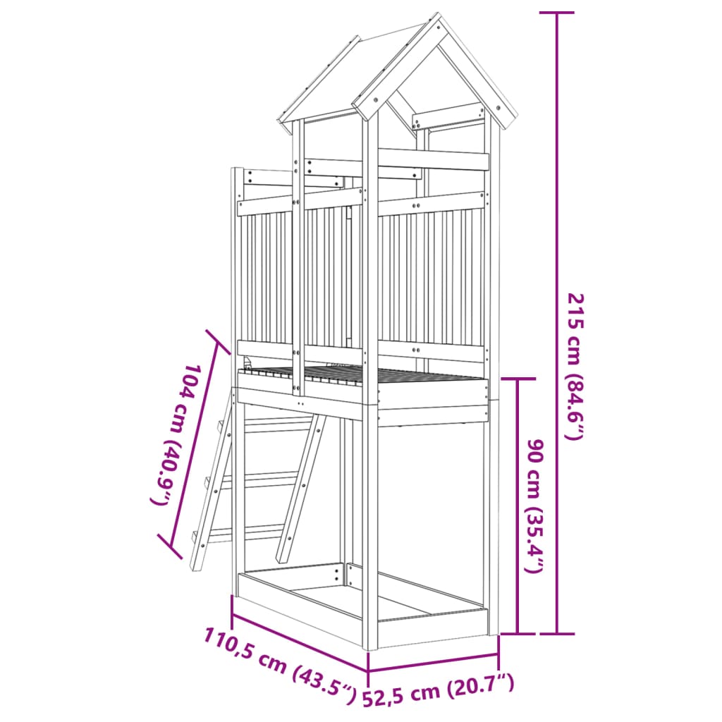 Torre Gioco con Scaletta 110,5x52,5x215 cm Abete Douglas