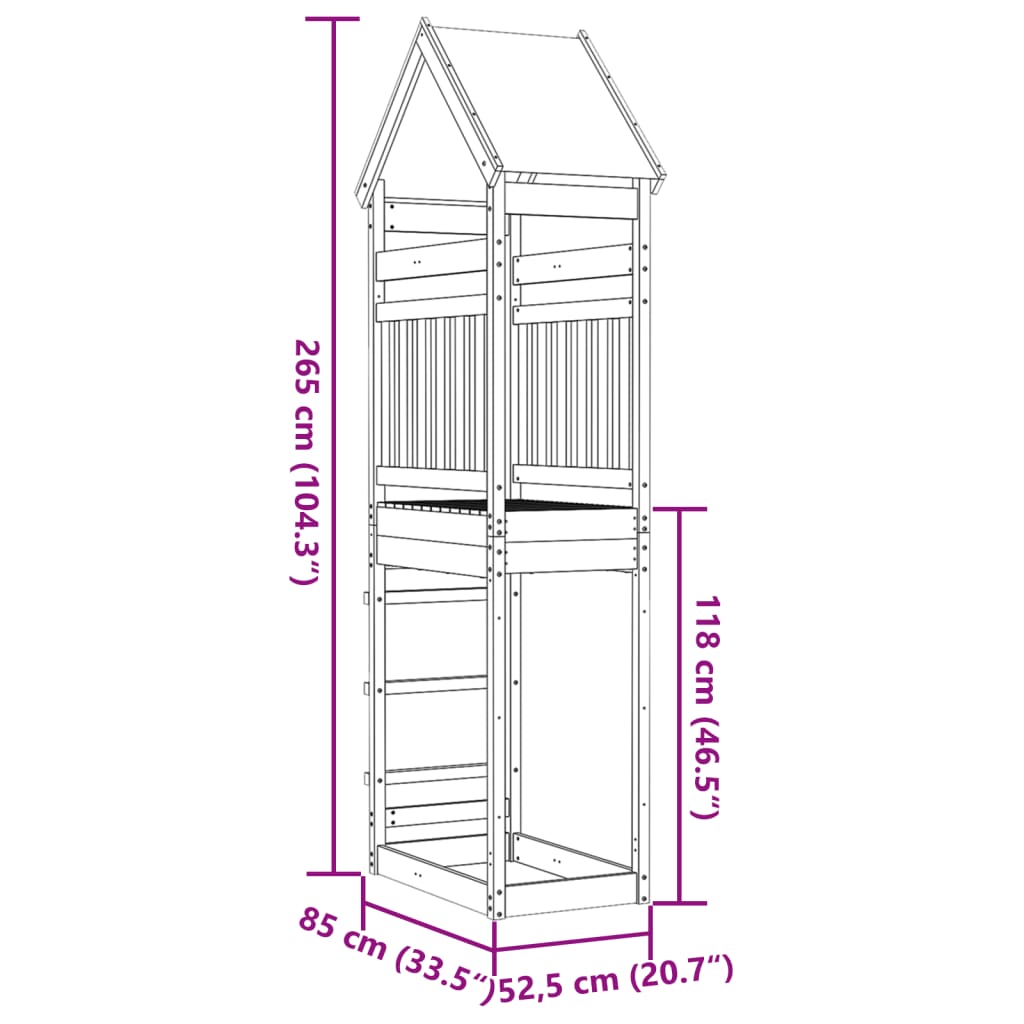 Torre da Gioco 85x52,5x265 cm in Legno Massello di Pino