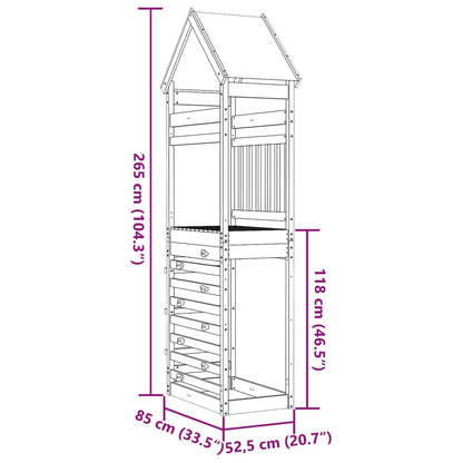 Torre da Gioco con Arrampicata 85x52,5x265 cm Abete Douglas