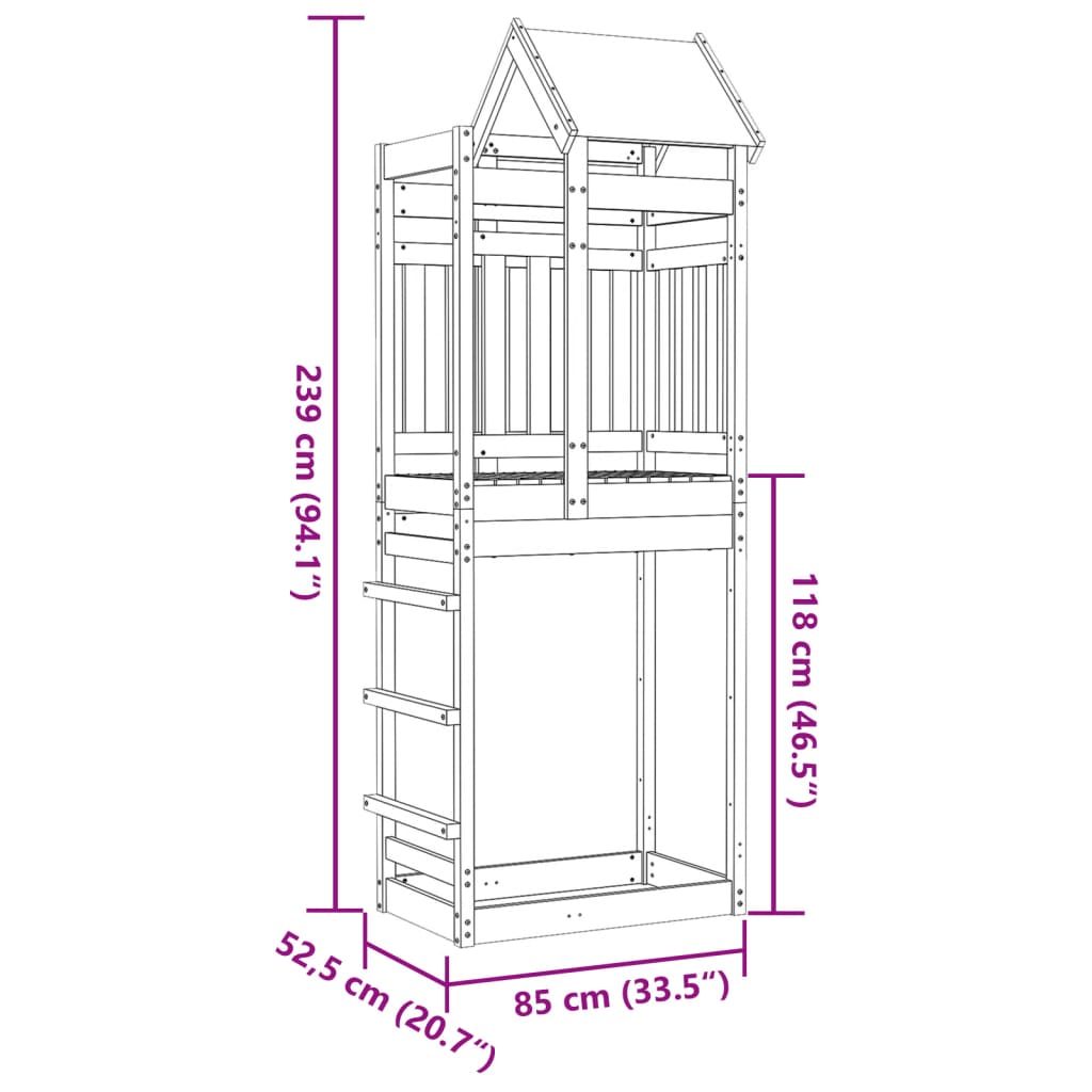 Torre da Gioco 85x52,5x239 cm in Legno Massello Abete Douglas