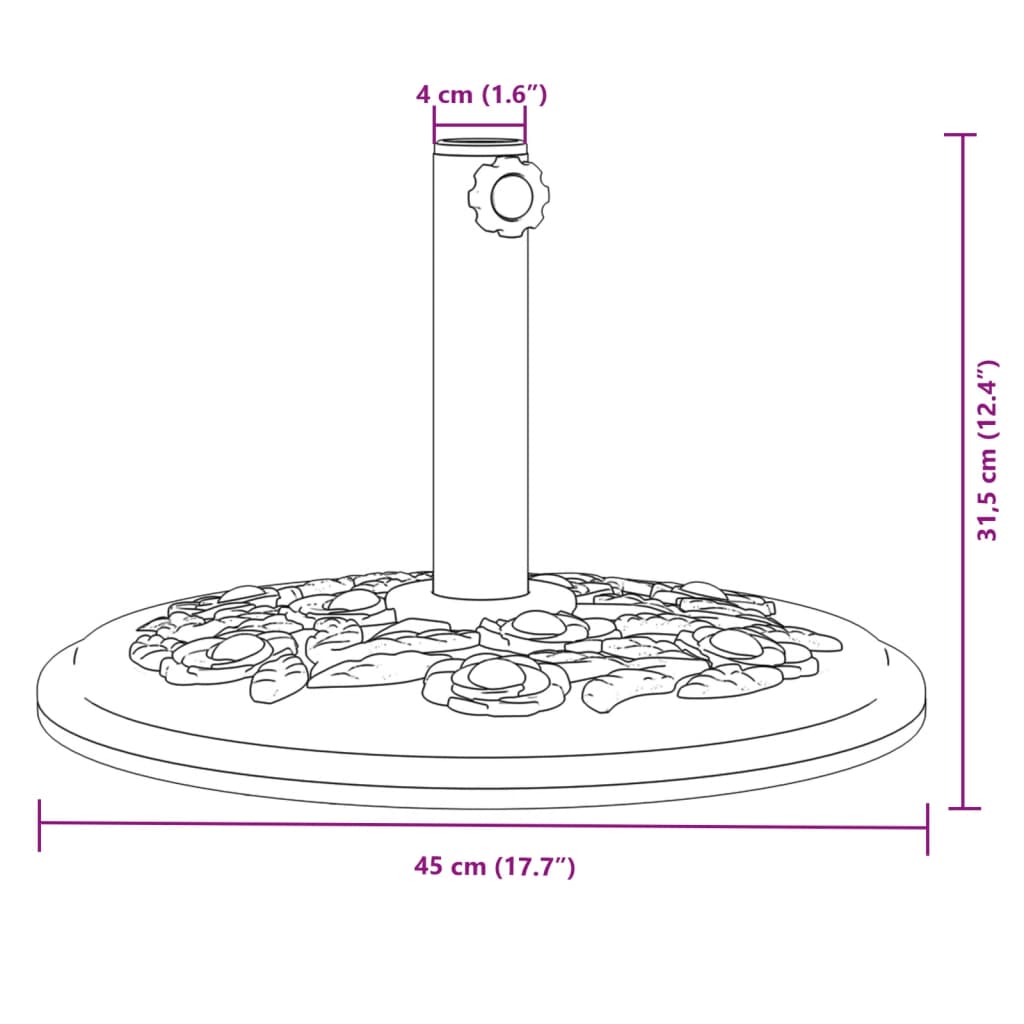 Umbrella Base for Poles Ø38/48 mm 12 kg Round