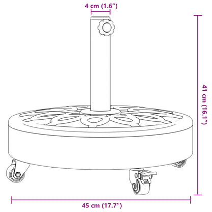 Base per Ombrellone con Ruote per Pali Ø38/48 mm 27 kg Rotonda | homemem39