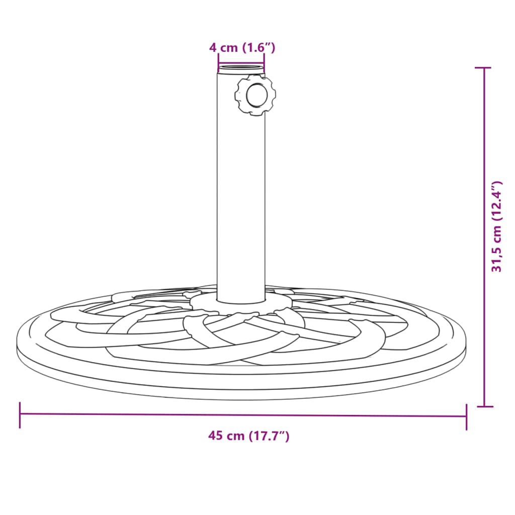 Base per Ombrellone per Pali Ø38/48 mm 12 kg Rotonda