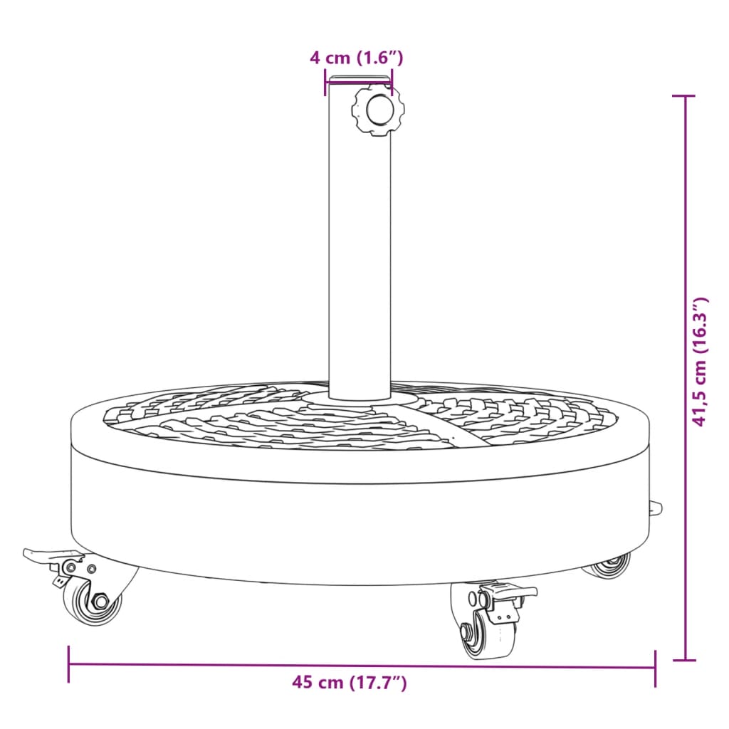 Base per Ombrellone con Ruote per Pali Ø38/48 mm 27 kg Rotonda | homemem39