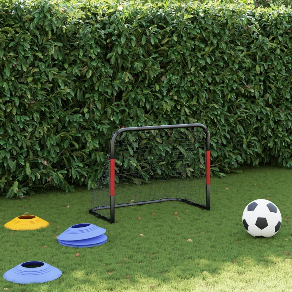 Porta da Calcio con Rete Rossa e Nera 90x48x71 cm in Acciaio | homemem39