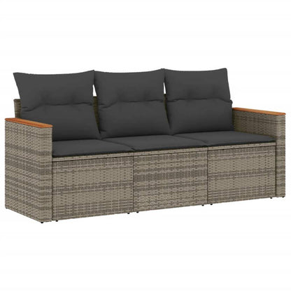 Set Divani da Giardino 3 pz con Cuscini Grigio in Polyrattan - homemem39