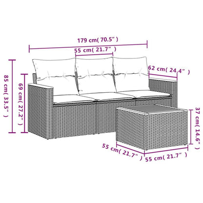 Set Divani da Giardino 4 pz con Cuscini Nero in Polyrattan - homemem39