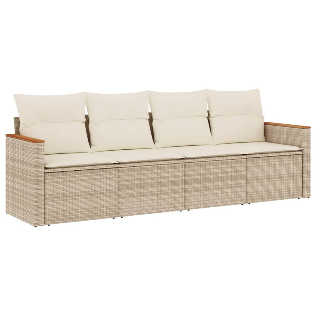 Set Divano da Giardino 4 pz con Cuscini Beige in Polyrattan | homemem39