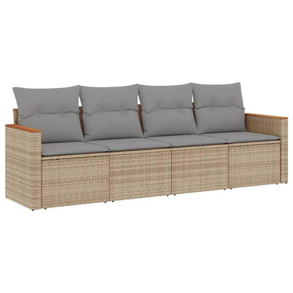 Set Divano da Giardino 4 pz con Cuscini Beige in Polyrattan - homemem39